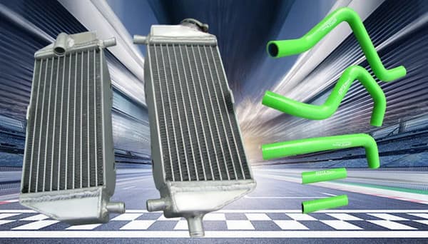 Kawasaki KX250 KX125 Radiator, Holdbar Aluminiumkonstruktion, Komplet Slangesæt,grøn