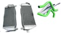 Miniatyrbillede 1 af 2: Kawasaki KX250 KX125 Radiator, Holdbar Aluminiumkonstruktion, Komplet Slangesæt,grøn