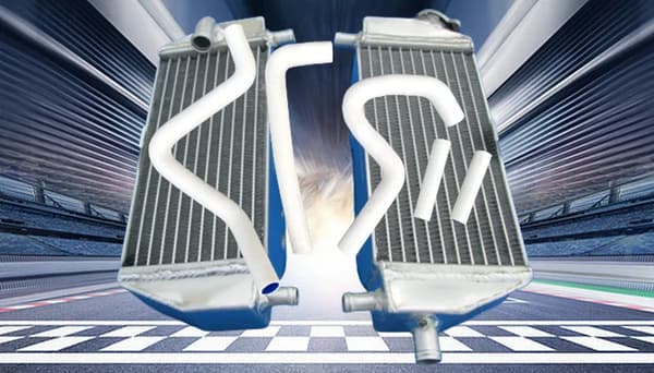 Kawasaki KX250 KX125 Radiator, Holdbar Aluminiumkonstruktion, Komplet Slangesæt,HVID
