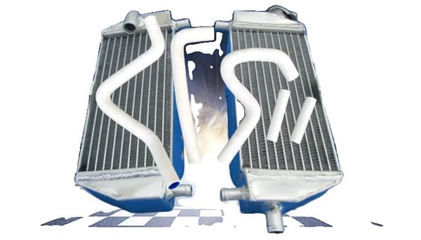 Kawasaki KX250 KX125 Radiator, Holdbar Aluminiumkonstruktion, Komplet Slangesæt,HVID