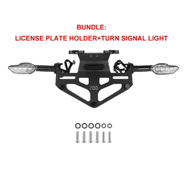 Bageste nummerpladeholder, kompatibel med Yamaha Tenere 700, inkluderer blinklys,Pakke