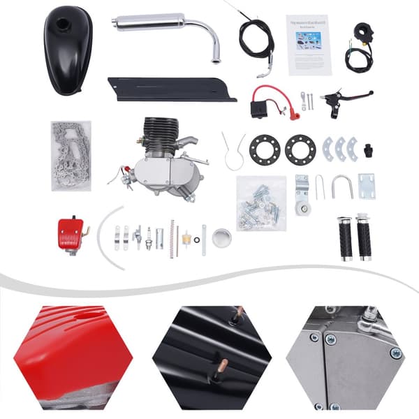 100cc 2-takts motor kit, maksimal hastighed 45 km/t, 200 kg belastningskapacitet, effektiv brændstofforbrug