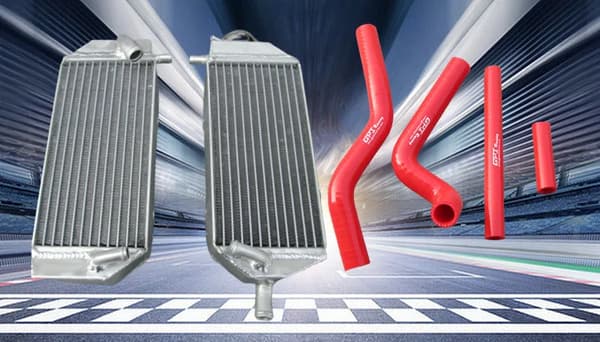 Aluminiumkylare, optimal värmeavledning, högpresterande silikonslangar,Röd