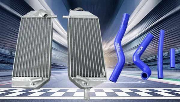 Aluminiumkylare, optimal värmeavledning, högpresterande silikonslangar,Blå