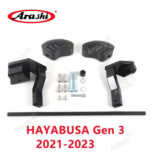 Motorrammesliderdæksel, 6061-T6 aluminium, faldbeskyttelse, kompatibel med Suzuki Hayabusa,Gen 3 Sort