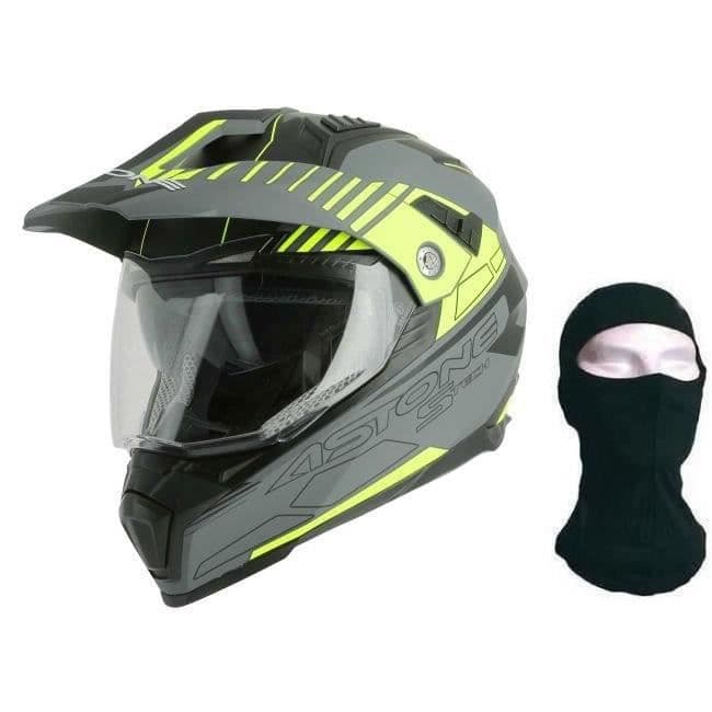 ASTONE Cross Crossmax S Tech hjälm + huva - Grå och gul