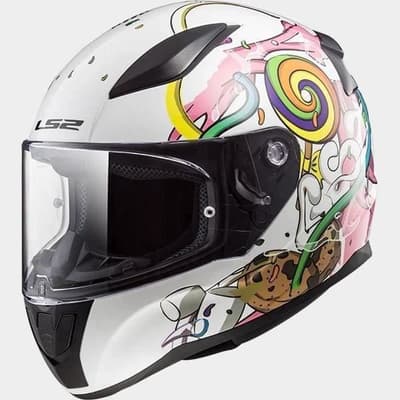 LS2 Børns hurtige Crazy Pop Full Face Helmet - Flerfarvet