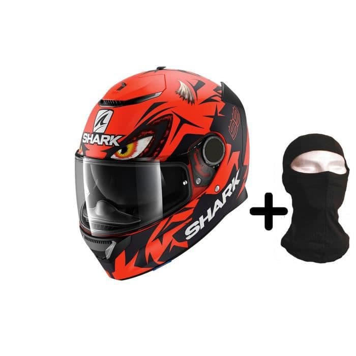 SHARK Motorcykelhjelm med fuld ansigt Spartan Replica Lorenzo Austrian + Hood - Rød