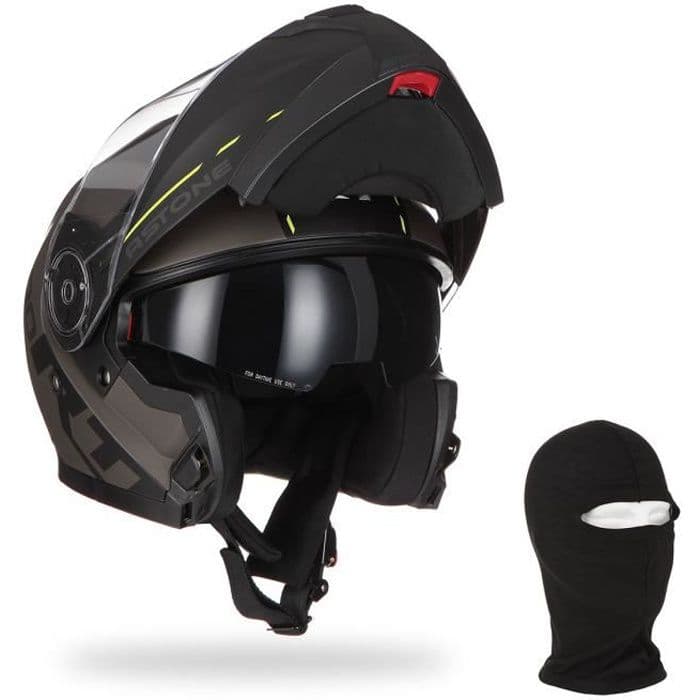 ASTONE RT900 Stripe modulær motorcykelhjelm + hætte - Sort og gul