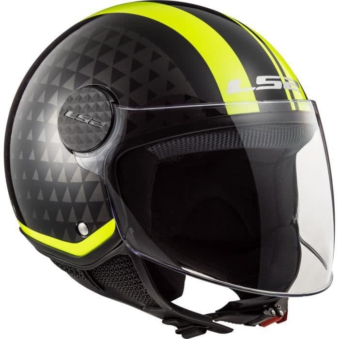LS2 Sphere Lux Crush jet motorcykelhjelm - Sort og gul