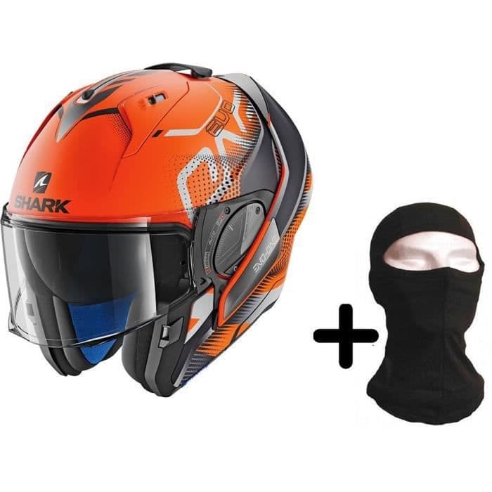 SHARK Modulær motorcykelhjelm Evo One 2 Keenser + hætte - blandet - orange og antracit