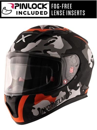 AXOR APEX STREET CAMO ORANSJE SOLSKJERM PINLOCK INKLUDERT MOTORSYKKELHJELM - MCV DS5