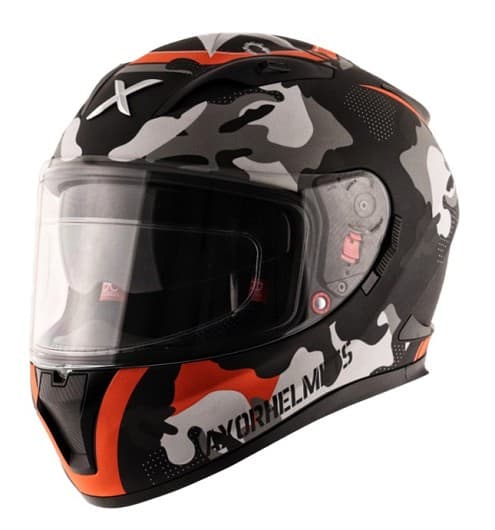 AXOR APEX STREET CAMO ORANSJE SOLSKJERM PINLOCK INKLUDERT MOTORSYKKELHJELM - MCV DS5