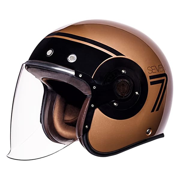 Smk Åben Ansigtshjelm Retro Seven Gylden XS