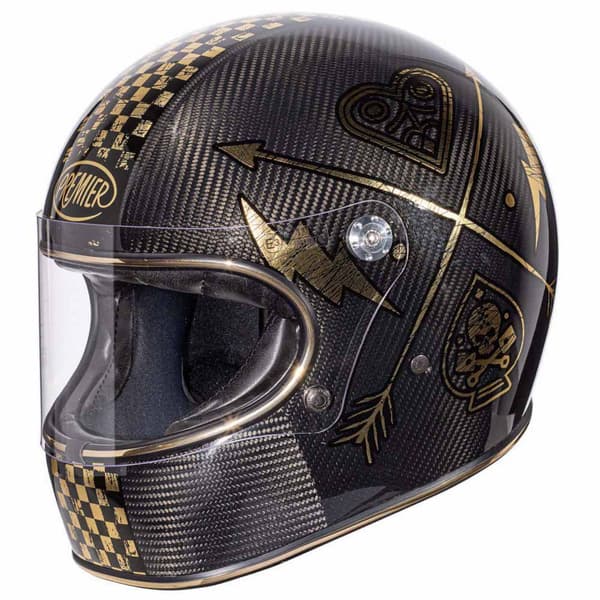 Premier Helmets Fuld Ansigtshjelm Trophy Carbon Nx Gold Chromed Sort XL