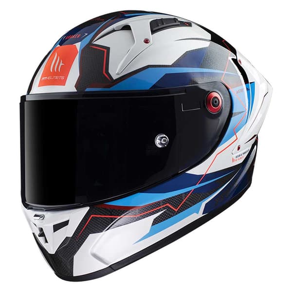 Mt Helmets Fullt Ansikte Hjälm Kre+ Carbon Kraker B7 Vit,Blå XS