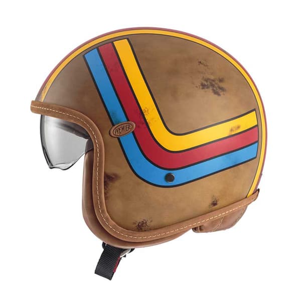 Premier Helmets Öppen Ansikts Hjälm 23 Vintageplatin Ed. Bos Ex Bm 22.06 Brun L