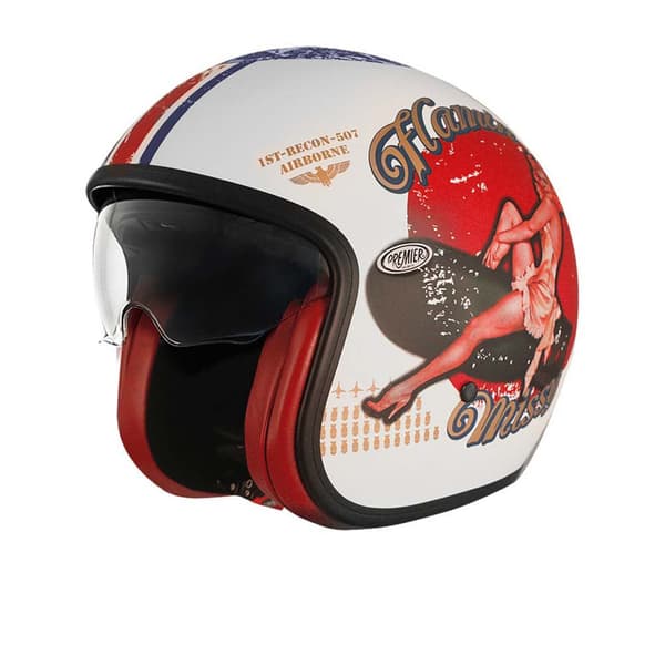 Premier Helmets Åben Ansigtshjelm 23 Vintage Pin Up8 Bm 22.06 Rød,Hvid XS