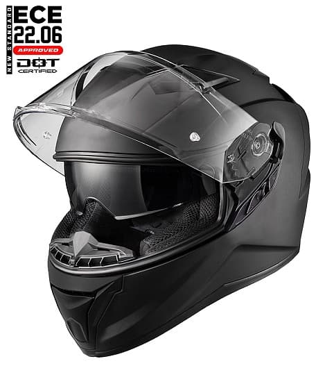 DARKRIDER ECHO EN 22-06 MATT SORT SOLSKÆRM MOTORCYKELHJELM MCV DS5