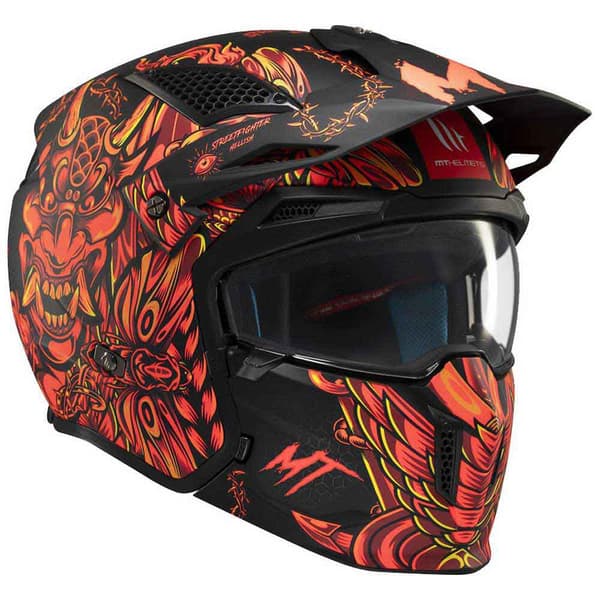 Mt Helmets Streetfighter Sv Hellish Modulaarinen Kypärä Oranssi,Musta L