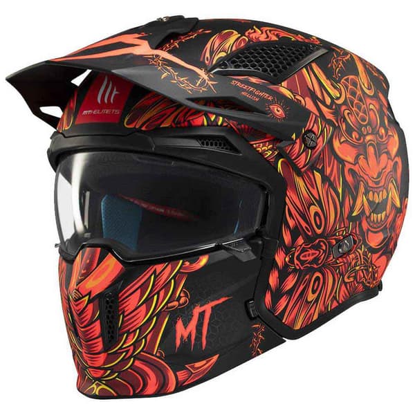 Mt Helmets Streetfighter Sv Hellish Modulaarinen Kypärä Oranssi,Musta L