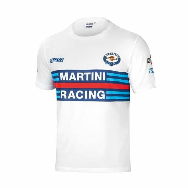 Kortærmet T-shirt Sparco MARTINI RACING Størrelse L Hvid