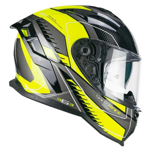 Cgm 363g Shot Race Fullface-hjälm Gul,Svart 2XL
