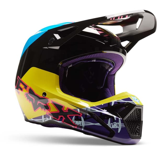 Fox Racing Mx V1 Barbed Wire Special Edition Offroadhjelm Lilla 2XL