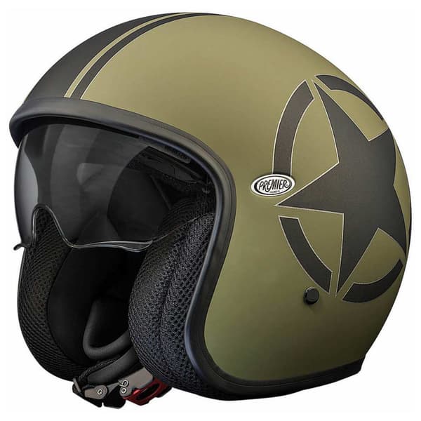 Premier Helmets Vintage Evo Star Military Bm Avoin Kypärä Vihreä XS