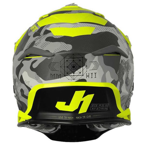 Just1 J39 Kinetic Camo Offroadhjelm Gul XS