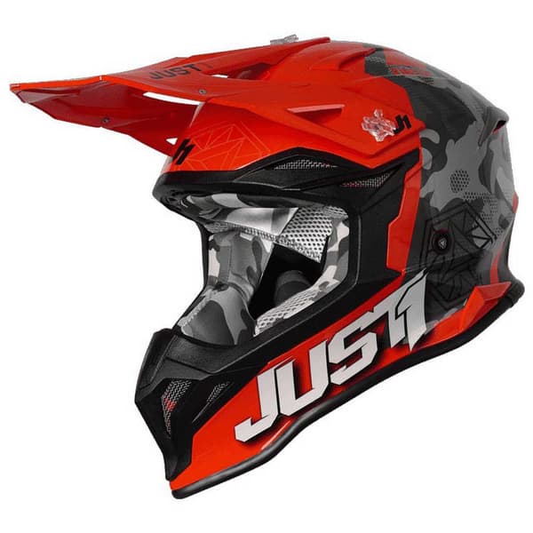 Just1 J39 Kinetic Camo Offroadhjelm Rød L