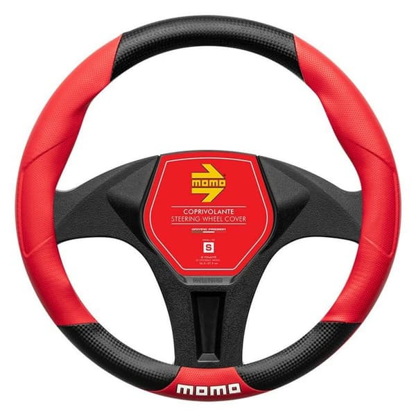 Ohjauspyörän suojus MOMO MOMLSWC016BRS Musta/Punainen Ø 36 cm