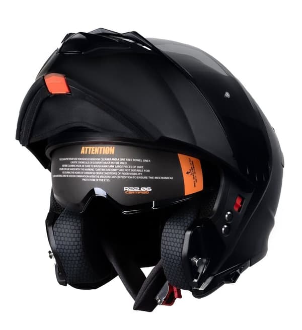 MACH 22-06 MODULAR DARK FLIP MATTE SORT OPLUKKELIG MOTORCYKELHJELM