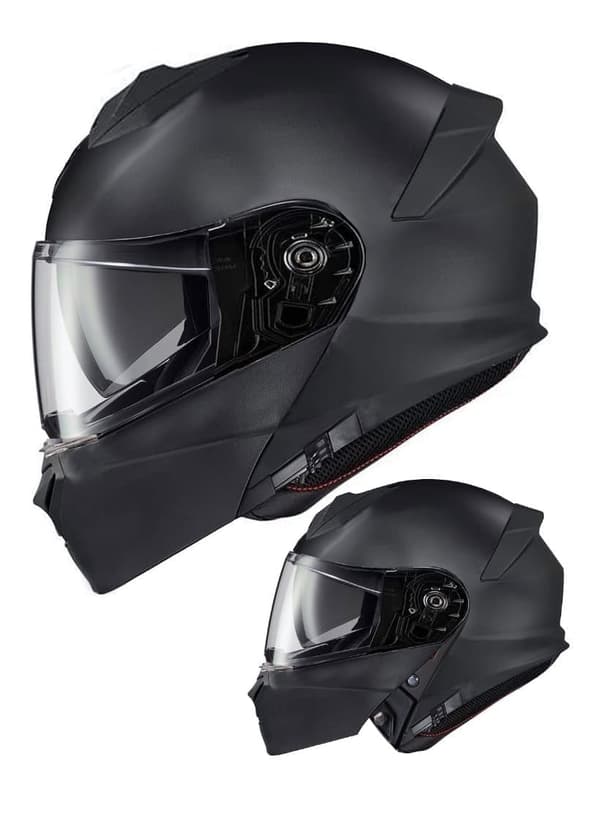 MACH 22-06 MODULAR DARK FLIP MATTE SORT OPLUKKELIG MOTORCYKELHJELM