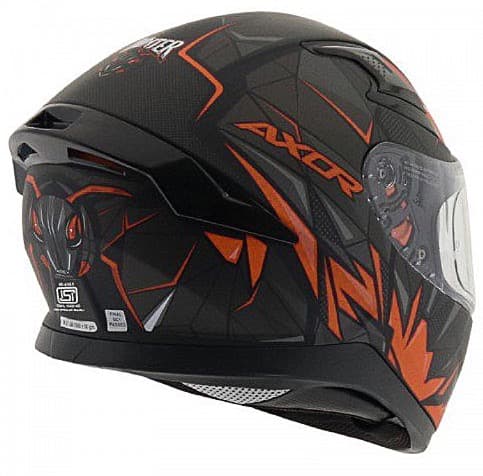 AXOR APEX HUNTER SVART ORANSJE SOLSKJERM MOTORSYKKELHJELM - MCV DS5