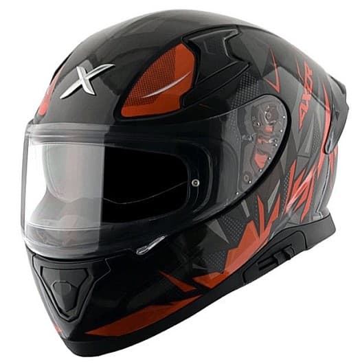 AXOR APEX HUNTER SORT ORANGE SOLSKÆRM MOTORCYKELHJELM - MCV DS5