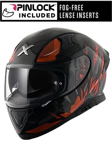AXOR APEX HUNTER SORT ORANGE SOLSKÆRM MOTORCYKELHJELM - MCV DS5