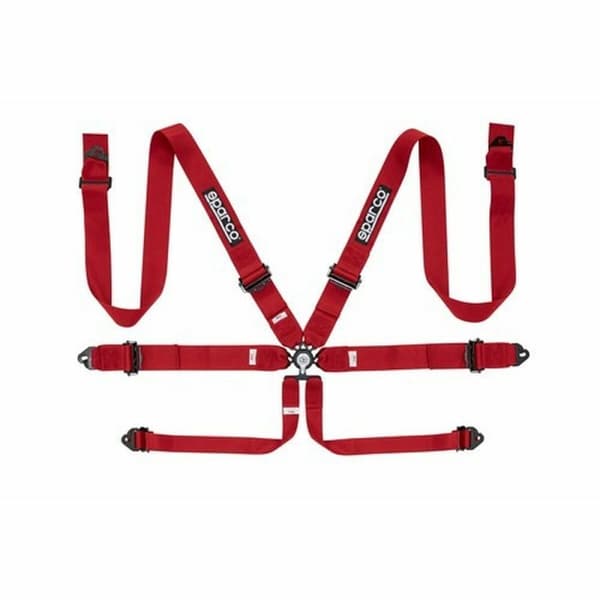 Harness with 6 fastening points Sparco S04818RALRS Röd
