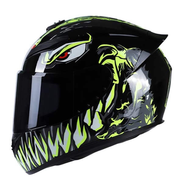 Motorcykel Full Face Hjelm, Stilfuldt Design, Stødresistent,Sort Grøn M