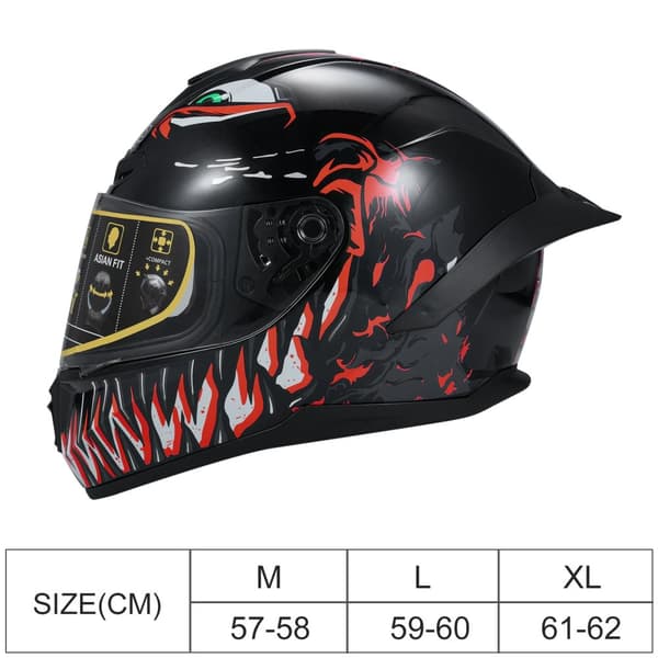Motorcykelhjelm, Ergonomisk Pasform, Letvægtsdesign,XL