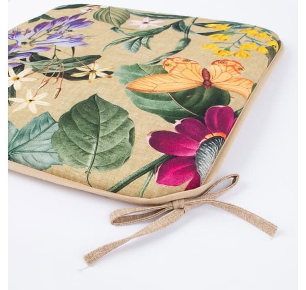 Stoleunderlag AMAZONIA 39x39cm, beige blomstret