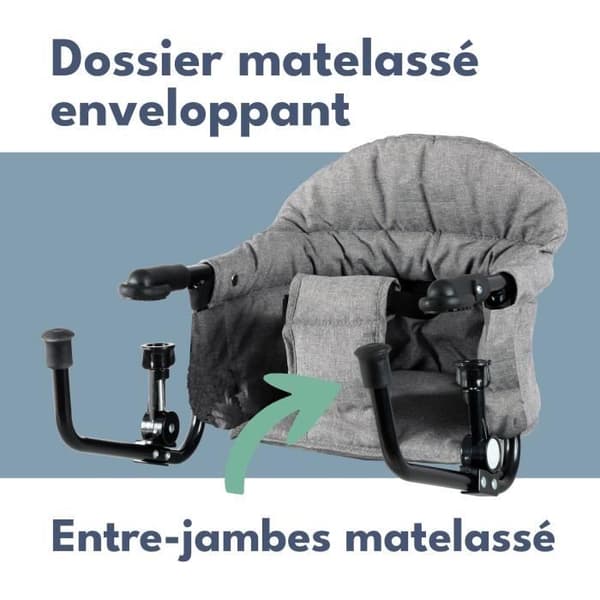 BAMBISOL bältesstol - Komfortryggstöd - Avtagbart och maskintvättbart överdrag - Flerpunktsfäste