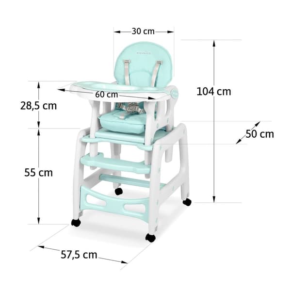 Sinco 5-in-1 syöttötuoli, turkoosi