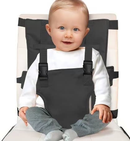 OBOSOE Resestol för Barn - Kompakt & Bärbar Babystol med Säkerhetssele Svart