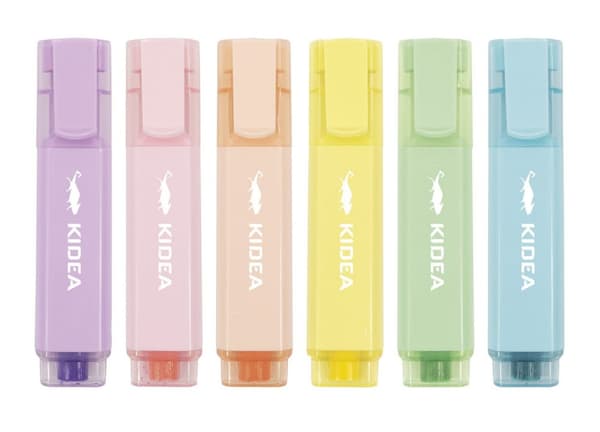Kidea 6 pastelfarvede highlightere