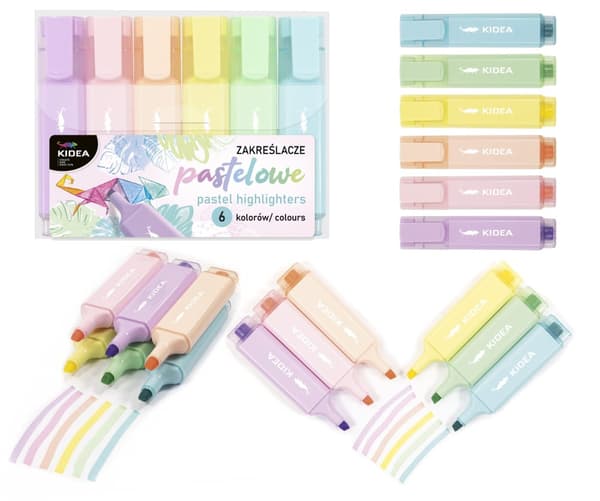 Kidea 6 pastelfarvede highlightere