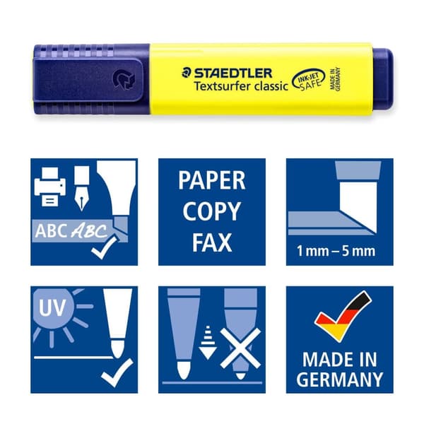 Textsurfer classic 364WP4 Staedtler gul pink blå og grøn