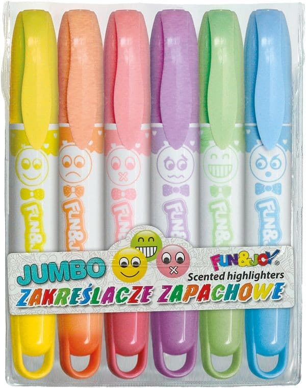 Jumbo duftende highlighters 6 farver Fun&Joy