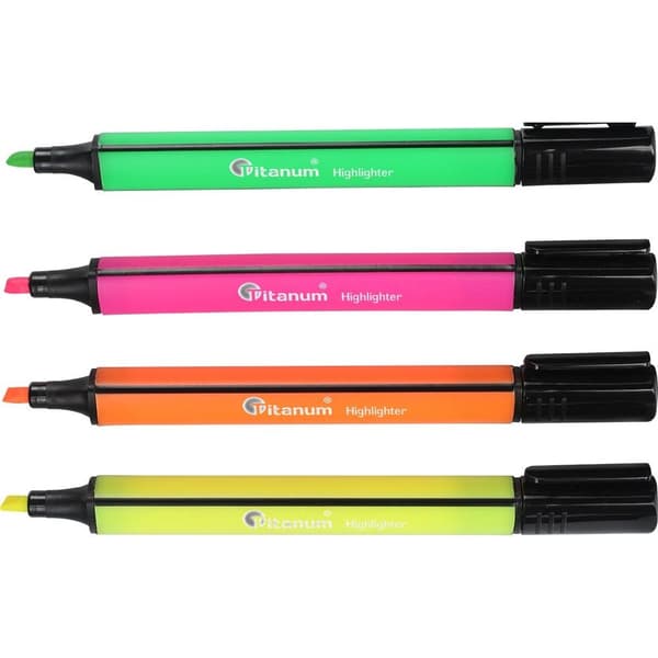 Triangulära highlighters 4 st i Titanum-fodral
