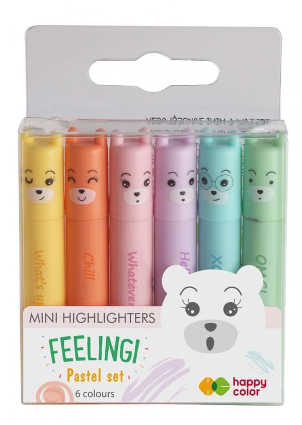 Mini highlighters 6st Feelingi engelska undertexter Happy Color